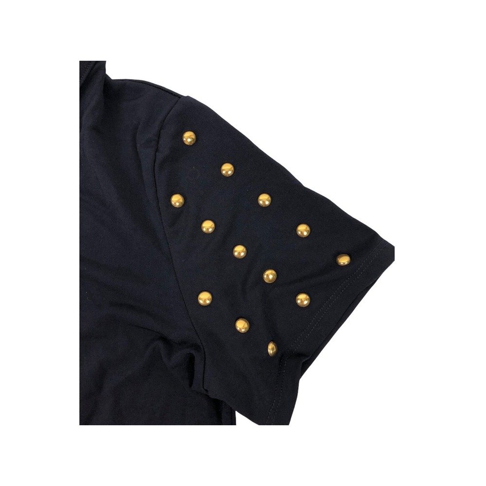Carmen Marc Valvo Womens Medium Blue Studded Short Sleeve Sheath Stretch NWT - Picture 10 of 11